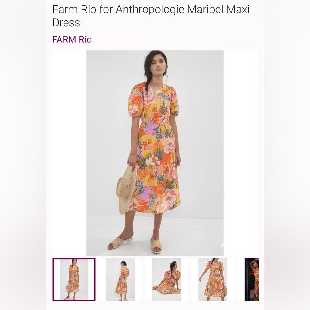 FARM Rio Vibrant Floral Midi  NWOT